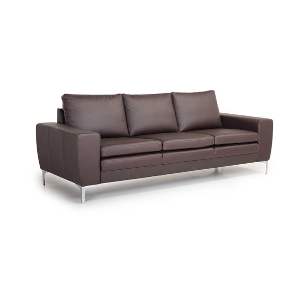 Canapea cu husă din piele Scandic Twigo, maro, 227 cm-image-4