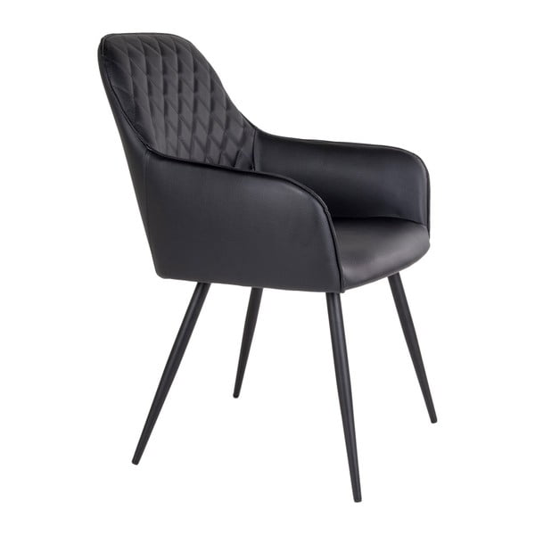 Set de scaune de sufragerie negru cu cotiere 2 buc. tapițat Harbo – House Nordic-image-3