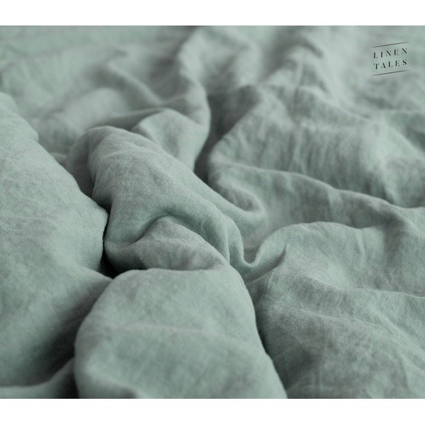 Husă de pilotă verde/albastră din in pentru pat dublu 200x200 cm Milieu – Linen Tales-image-1