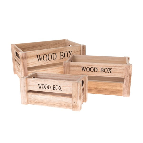Cutii de depozitare decorative din lemn în set de 3 buc. - Dakls