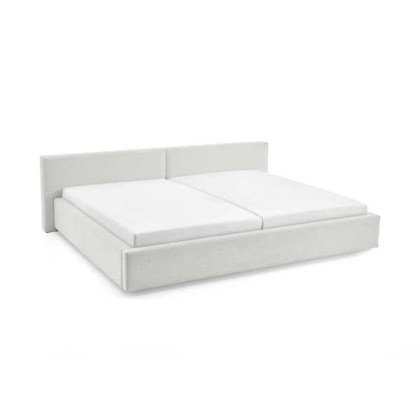 Pat matrimonial alb tapițat cu spațiu de depozitare cu somieră 200x240 cm Cube – Meise Möbel-image-4