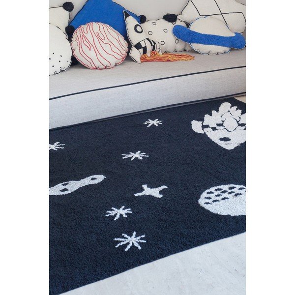 Covor pentru copii negru lavabil/țesut manual din amestec de bumbac 140x200 cm Alfombra Lavable Universe – Lorena Canals-image-3