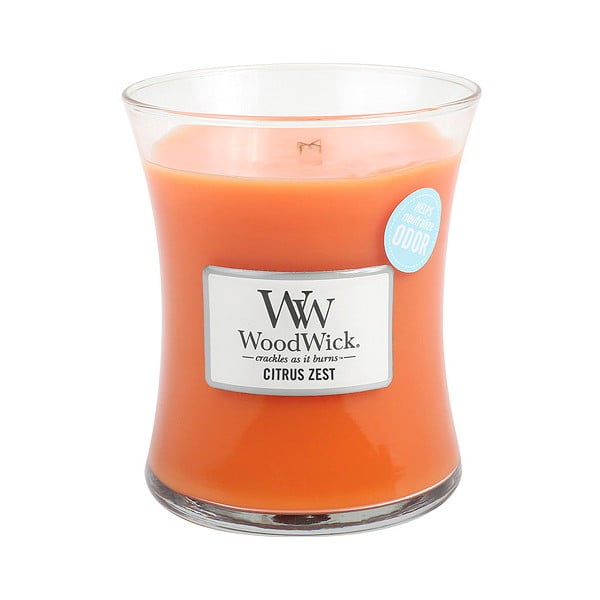 Lumânare parfumată WoodWick, aromă de citrice și flori de mandarin, 60 ore