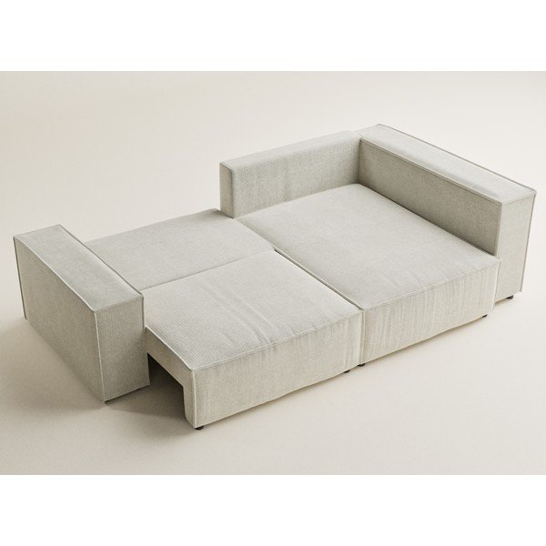 Colțar crem extensibil/cu spațiu de depozitare cu tapițerie din chenille (cu colț pe partea dreaptă/în formă de ”L”) Tonga – Maison de Rêve-image-3