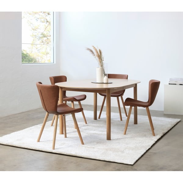 Scaun de dining maro coniac din imitație de piele Teslin – Unique Furniture-image-1