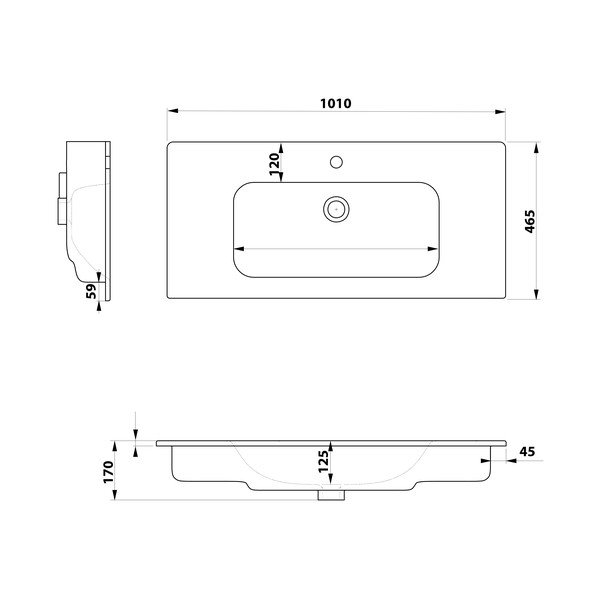 Chiuvetă albă din ceramică 101x46,5 cm Piedra – Sapho-image-3