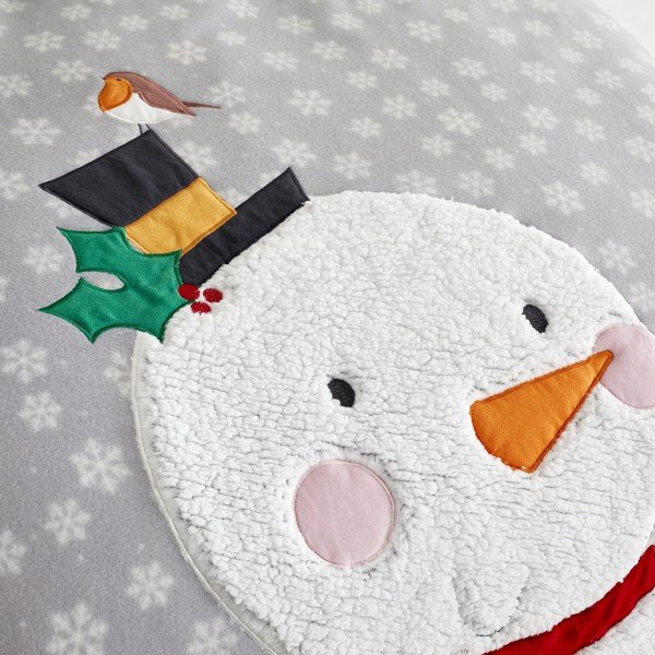 Lenjerie de pat din fleece Catherine Lansfield Cosy Snowman, 200 x 200 cm, gri-image-3