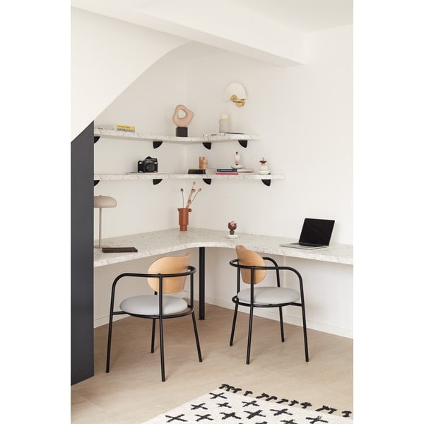 Scaun de sufragerie gri în decor de stejar Eclipse - Teulat-image-1