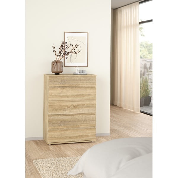 Comodă în culoare naturală înaltă cu aspect de lemn de stejar 77x107 cm Nova – Tvilum-image-1