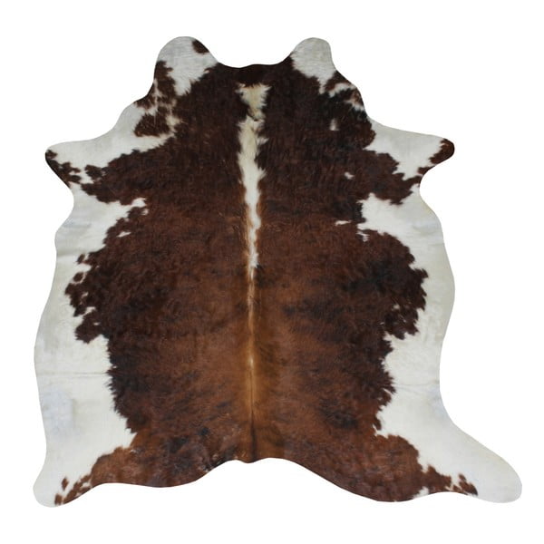 Covor din piele de vacă, 210 x 185 cm, maro - alb 
