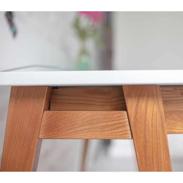 Birou cu bază din lemn de frasin Ragaba Luka Oak, lungime 110 cm, gri-image-2