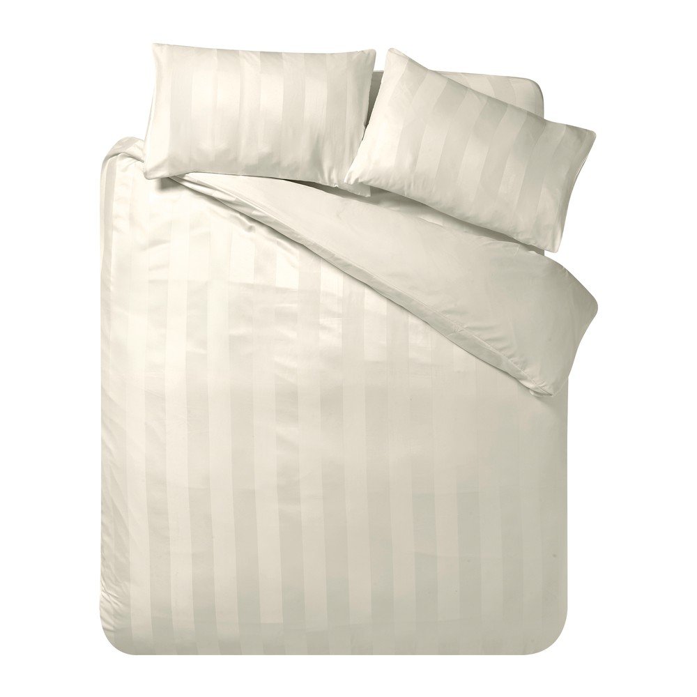 Lenjerie de pat crem din satin pentru pat dublu 200x200 cm So Soft Satin Stripe – Catherine Lansfield