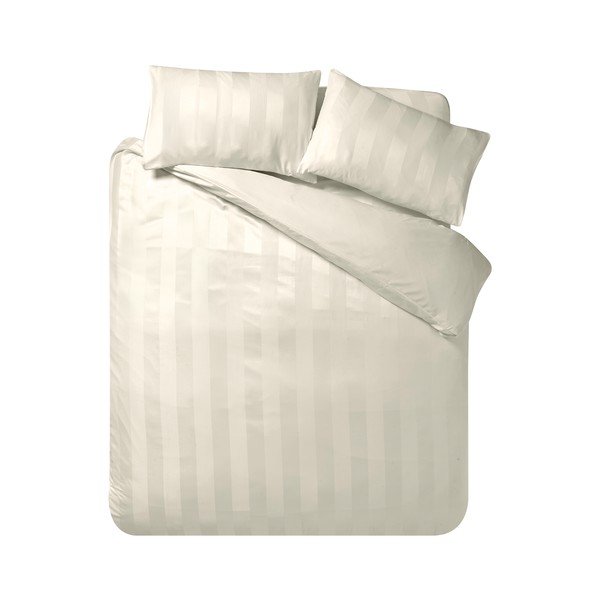 Lenjerie de pat crem din satin pentru pat de o persoană 135x200 cm So Soft Satin Stripe – Catherine Lansfield