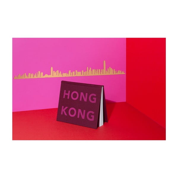 Decorațiune de perete cu silueta orașului The Line Hong Kong, auriu