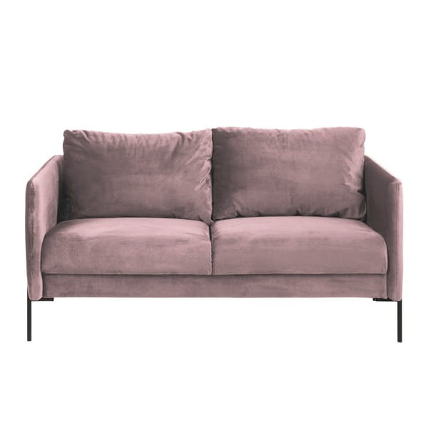 Canapea cu husă din catifea Actona Kingsley, roz pudră