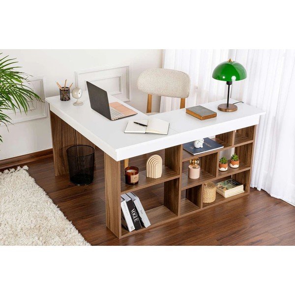 Birou cu aspect de lemn de nuc 120x130 cm Vesper – Kalune Design-image-1