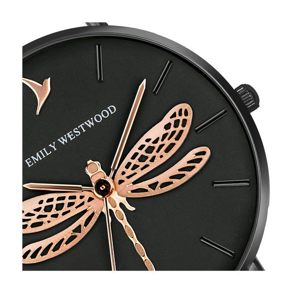 Ceas damă, curea din piele naturală Emily Westwood Fly, negru-image-3