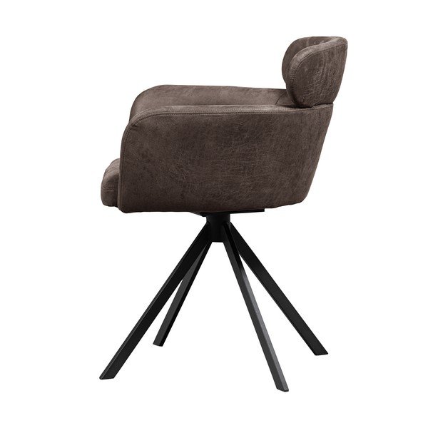 Scaun de dining maro închis cu cotiere tapițat Fenne – WOOOD-image-3