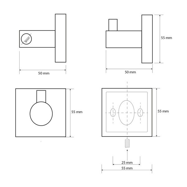 Cârlig din alamă Sapho X-Square, argintiu-image-1