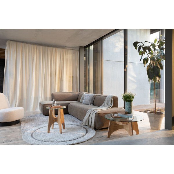 Măsuță de cafea în culoare naturală rotundă cu blat din sticlă ø 80 cm Kobe – Zuiver-image-2