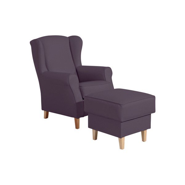Taburet din imitație de piele Max Winzer Lorris Leather Violet, mov-image-1