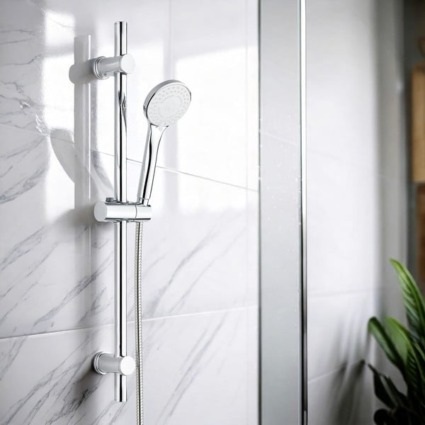 Set de duș argintiu din oțel inoxidabil 70 cm cu duș de mână, cu suport glisant Uno – Allstar-image-1