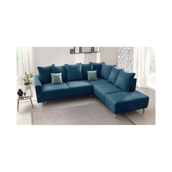 Colțar extensibil cu șezlong pe partea dreaptă Bobochic Paris Mola L, albastru navy-image-4