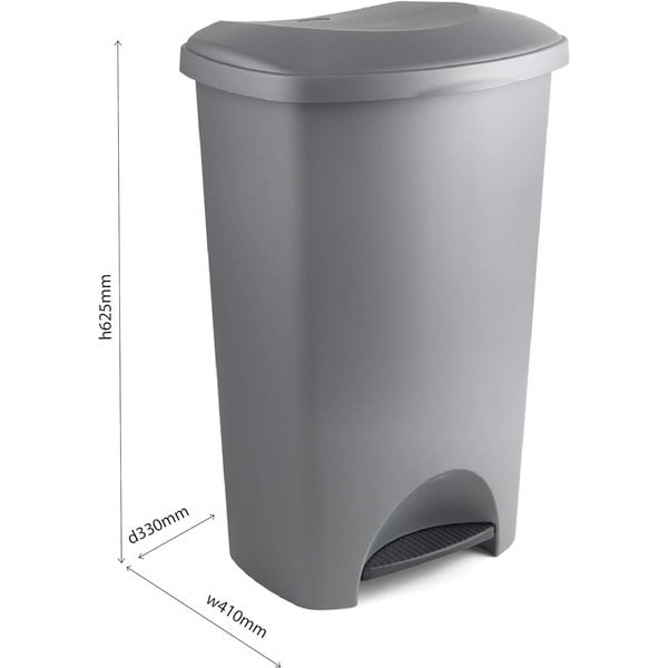 Coș de gunoi negru cu pedală din plastic 50 l – Addis-image-3