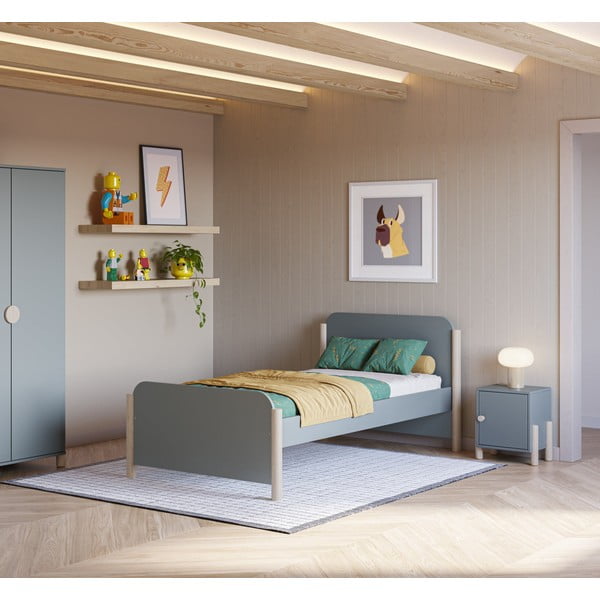 Noptieră de copii verde prăfuit din lemn de pin Enola – Marckeric-image-1