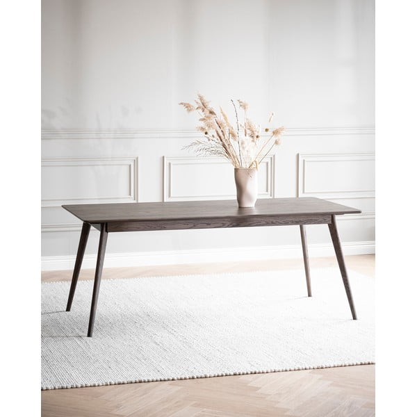 Masă de dining maro închis extensibilă cu aspect de lemn de stejar 90x190 cm Yumi – Rowico-image-2