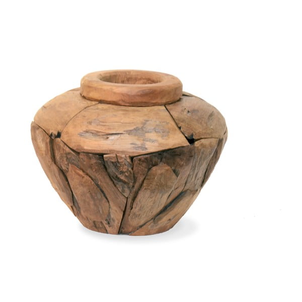 Vază din lemn de tec Low, 30 cm