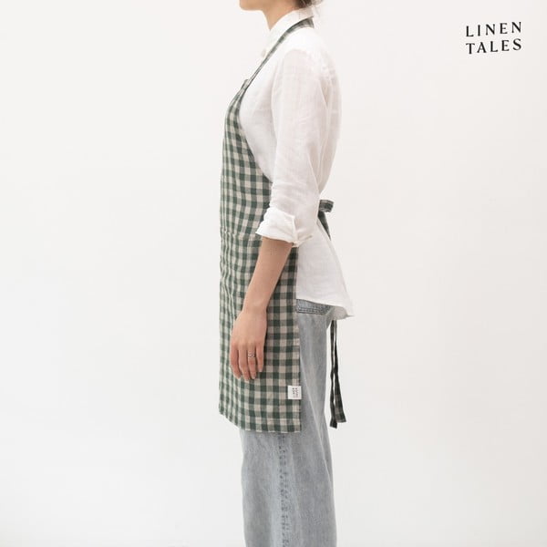 Șorț din in Forest Green Gingham – Linen Tales-image-2