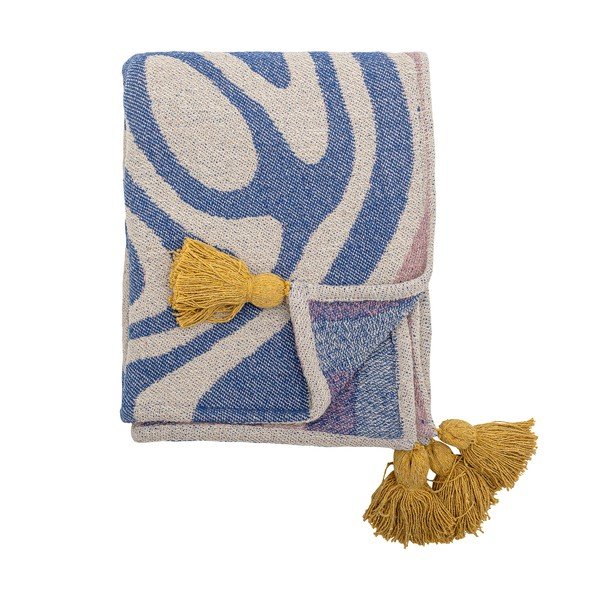 Pătură albastră din amestec de bumbac 130x160 cm Arlie – Bloomingville