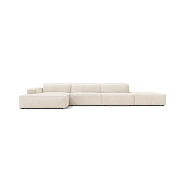 Colțar modular crem cu tapițerie din catifea (cu colț pe partea stângă/cu șezlong) Jodie – Micadoni -image-3