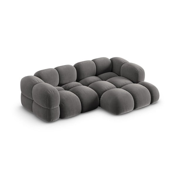 Colțar gri cu tapițerie din catifea (cu colț pe partea dreaptă/cu șezlong) Loretto – Cosmopolitan Design-image-3