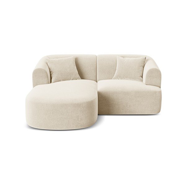 Colțar bej cu tapițerie din catifea (cu colț pe partea stângă/cu șezlong) Campi – Cosmopolitan Design