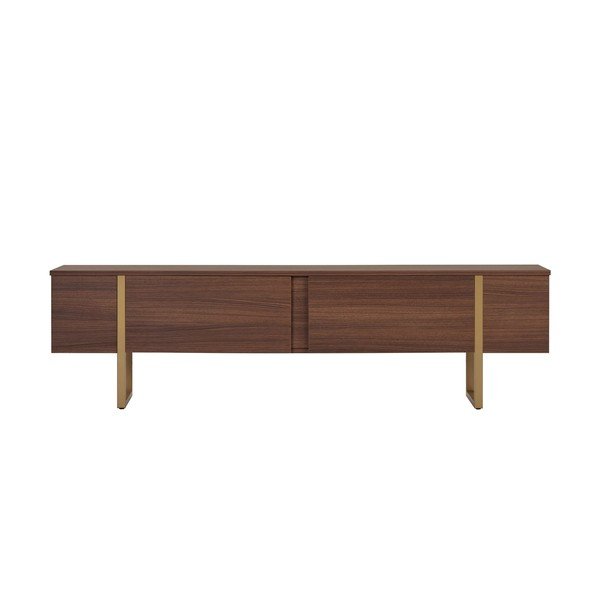 Comodă TV în culoare naturală închisă cu aspect de lemn de nuc 180x50x30 cm Onera – Kalune Design-image-4