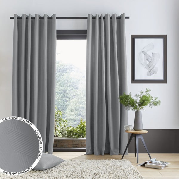 Draperii gri în set de 2 bucăți 229x168 cm Pinsonic - Catherine Lansfield-image-4