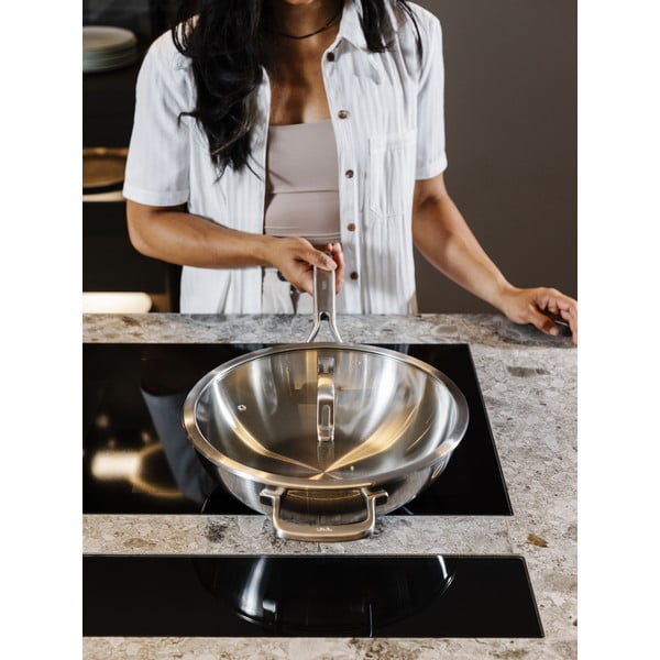 Tigaie tip wok cu capac din oțel inoxidabil ø 30 cm Chili Ta – FABINI-image-3