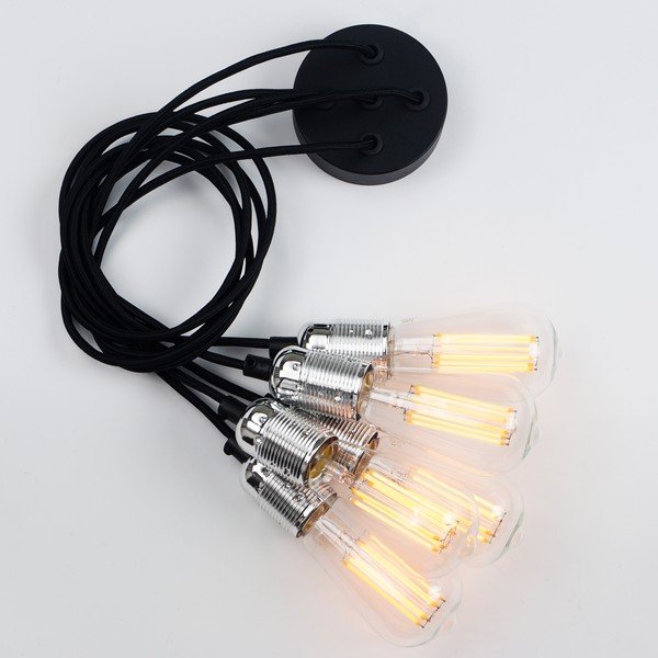 Lustră cu 5 cabluri Sotto Luce Uno, negru - argintiu-image-3