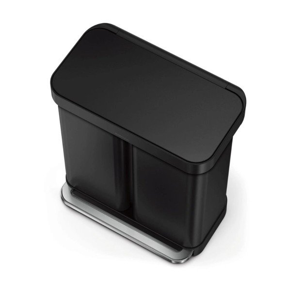 Coș de gunoi negru mat pentru reciclare/cu pedală 34+24 l din oțel – simplehuman-image-4
