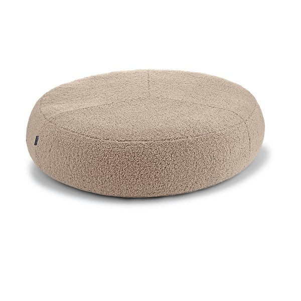 Pat  bej pentru câini din material bouclé ø 90 cm Senso Pouffe Greige M/L – MiaCara