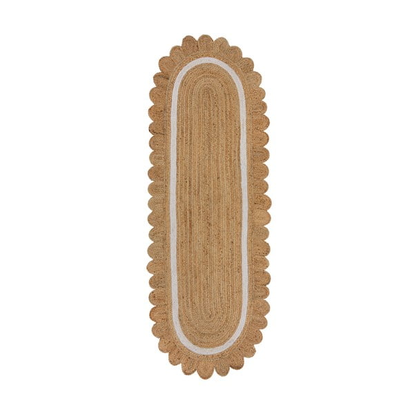 Covor tip traversă în culoare naturală/fildeș țesut manual din iută 80x230 cm Grace White – Flair Rugs