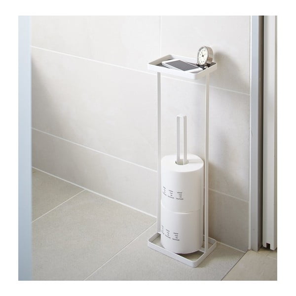Suport pentru hârtie igienică cu capac YAMAZAKI Tower, alb-image-1