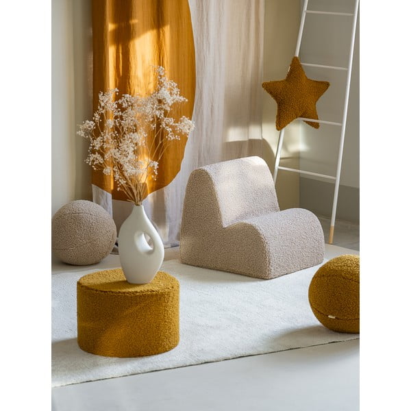 Fotoliu de copii crem cu tapițerie din țesătură bouclé Cloud – Wigiwama-image-1