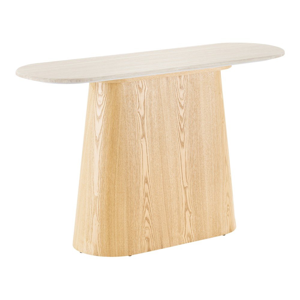 Masă consolă crem/în culoare naturală cu blat din piatră 40x130 cm Larvik – House Nordic