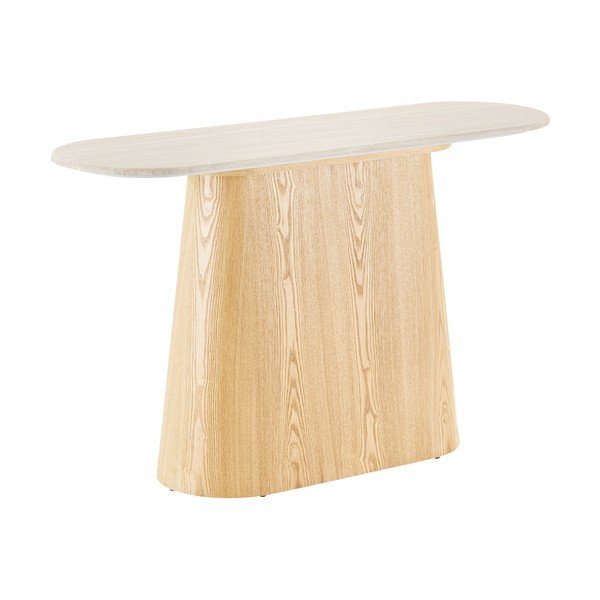 Masă consolă crem/în culoare naturală cu blat din piatră 40x130 cm Larvik – House Nordic