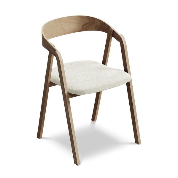 Scaun de sufragerie crem din lemn masiv Erika – Makamii