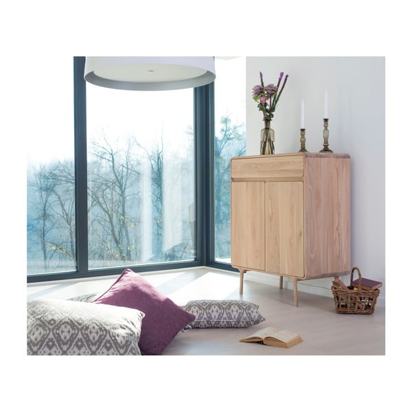 Comodă cu sertar din lemn masiv de stejar Gazzda Fawn-image-1