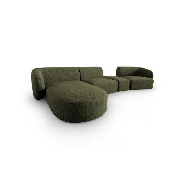Colțar verde cu tapițerie din chenille (cu colț pe partea stângă, cu șezlong) Paolo – Milo Casa-image-2